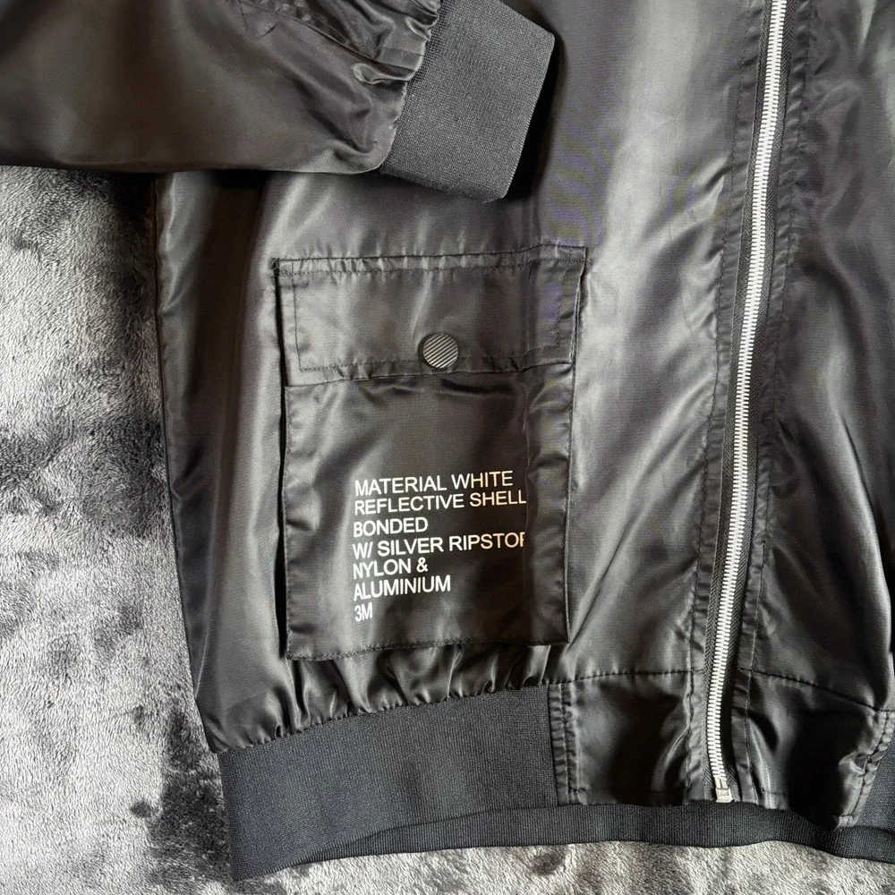 NASA Bomber Jacket Black Mens Size‎ L Space Exploration MA1 Style